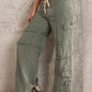 Outseam detailing multi pocket baggy cargo twill pants