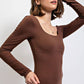 Long Sleeve Square Neckline Yoga BodySuit